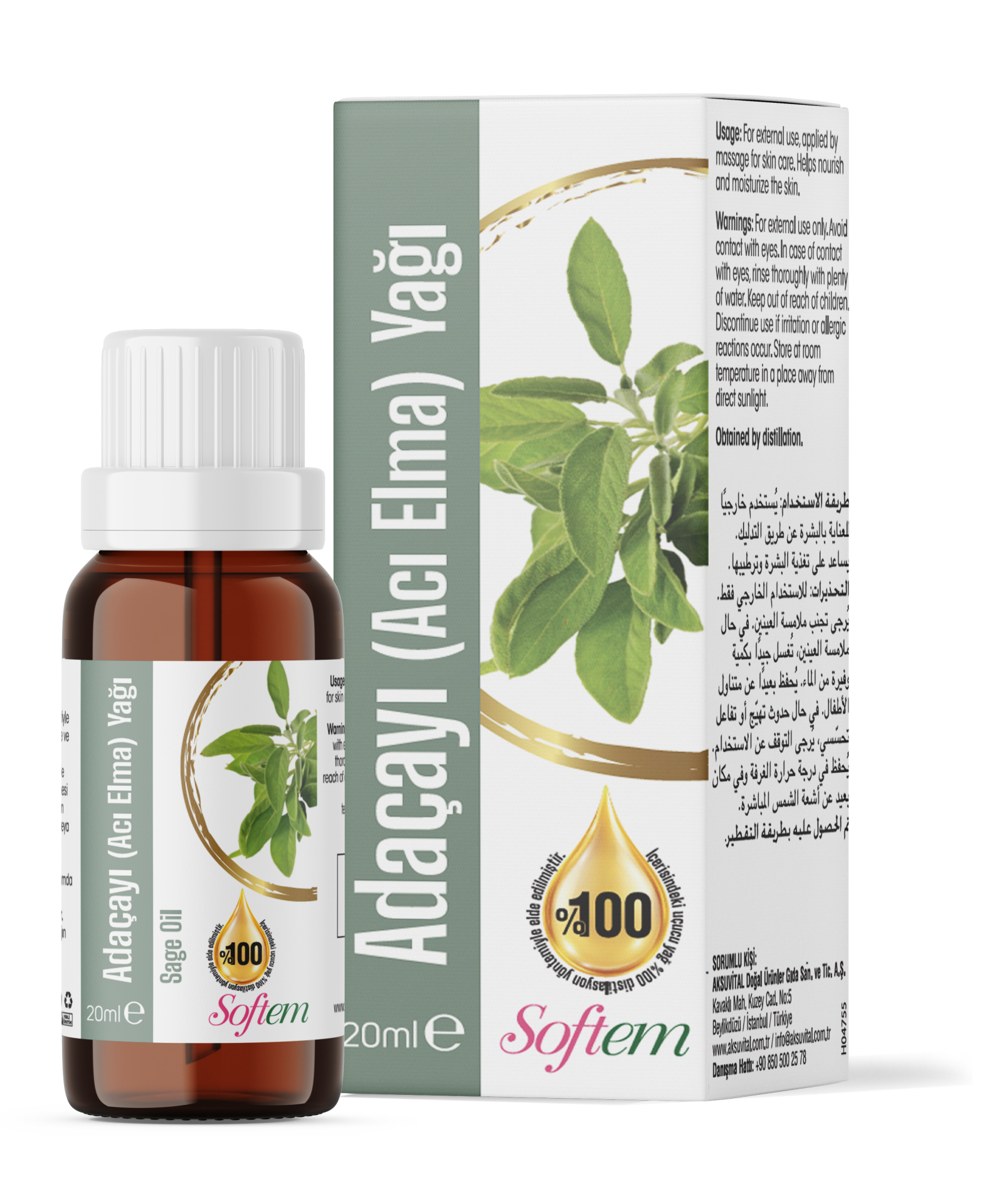 Softem Adaçayı (Acı Elma) Yağı 20 ML | %100 Doğal Uçucu Yağ