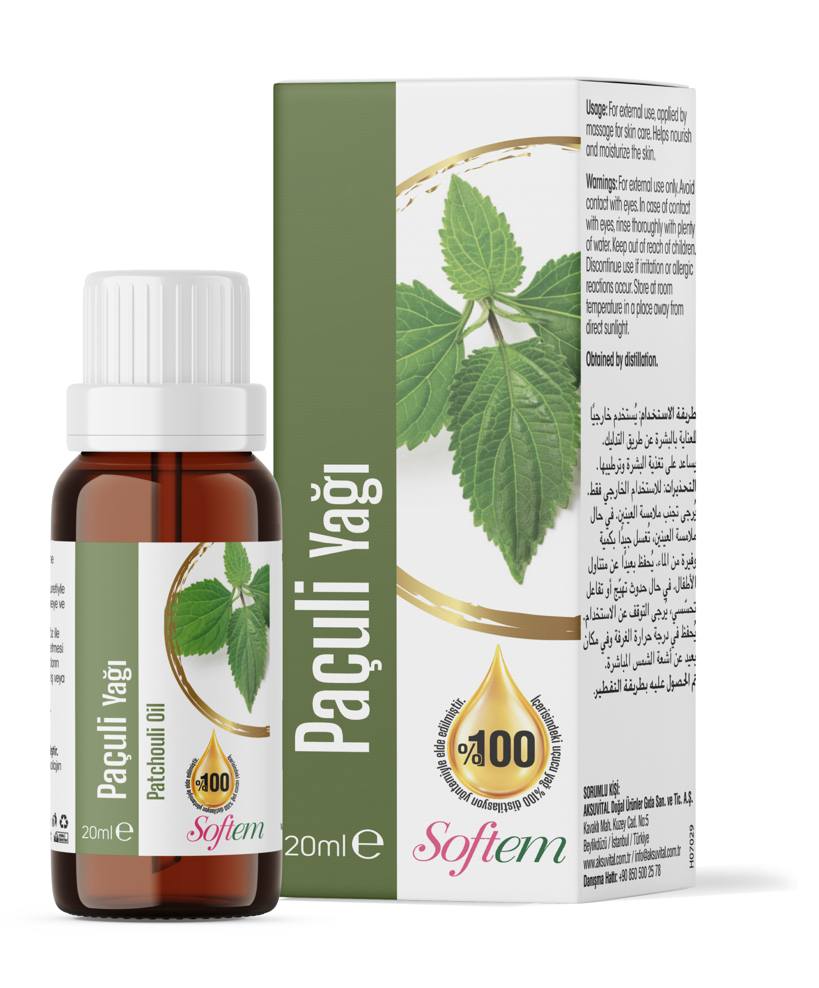Softem Paçuli Yağı 20 ML | %100 Doğal Uçucu Yağ
